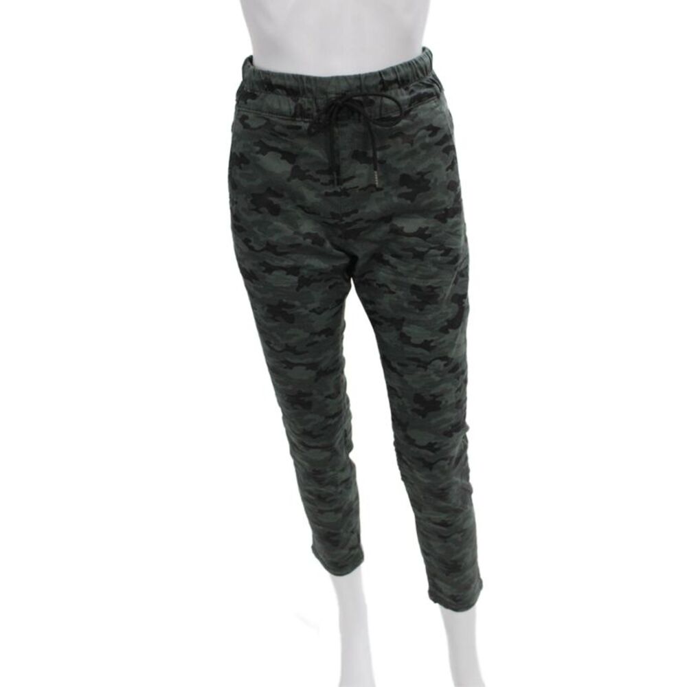 Flog Womens Jogger Pants Green Camouflage Cotton Drawstring Size 27